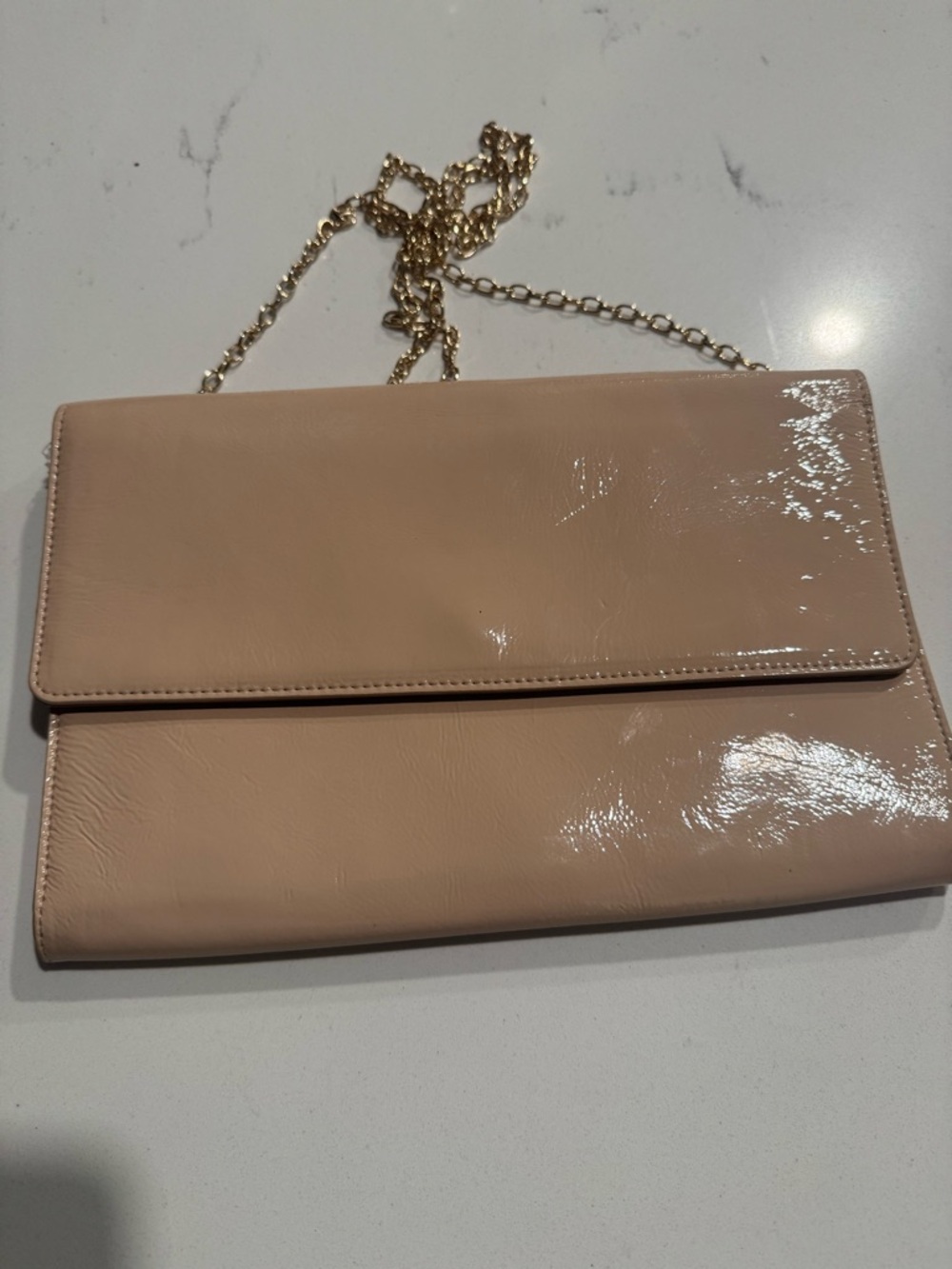 Halagen Nude Patent Leather Clutch